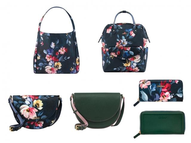 画像: 【右上より】ストラットン ショルダートート ペイントボックスフラワー ¥11,000 / フレーム バックパック ペイントボックスフラワー ¥9,200 / ストラットン サドルバッグ ペイントボックスフラワー ¥9,200 / ストラットン サドルバッグ ソリッド ダークグリーン ¥8,700 / コンチネンタル ジップウォレット ペイントボックスフラワー ¥6,200/ コンチネンタル ジップウォレット ソリッド ダークグリーン ¥6,200 ※全て税抜き価格