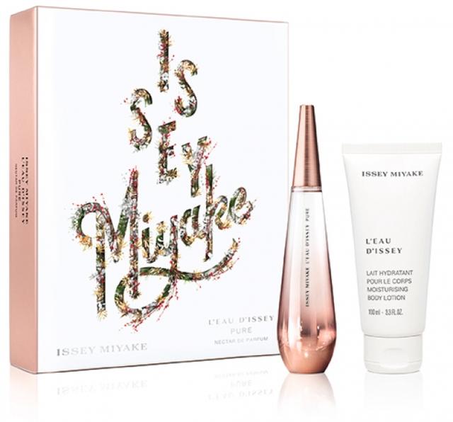 画像: L'EAU D'ISSEY PURE NECTAR DE PARFUM ロードゥ イッセイ ピュア ネクター ド パルファム ホリデーコフレ ISSEY MIYAKE 直営店にて限定発売 ¥ 13,068 ( 税込) ¥ 12,100 ( 税抜) 香り: 純粋な花の香りを閉じ込めた花の蜜( ネクター) の香り (ウッディ ムスク) ロードゥ イッセイ ピュア ネクター ド パルファム オードパルファム 50mL ( 現品サイズ) / ロードゥ イッセイ モイスチャライジング ボディローション 100mL