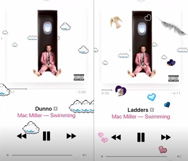 画像: アリアナが公開した「Dunno」と「Ladders」の再生画面。©Ariana Grande/ Instagram