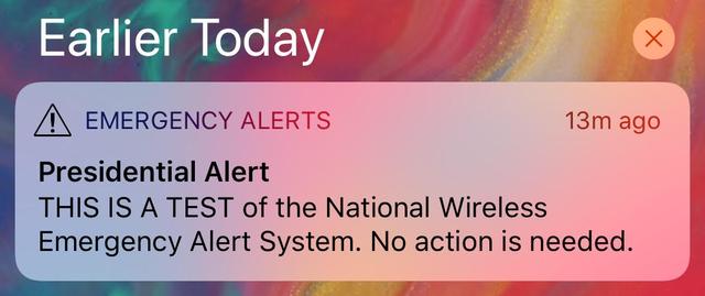 画像: 全米に届いた「大統領警報」