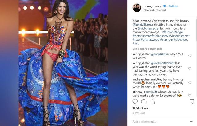 画像: ブライアンが投稿した2015年のヴィクシーショーのランウェイを歩いたケンダルの写真。 www.instagram.com