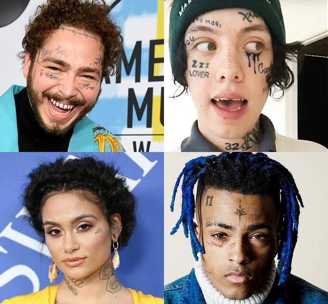 画像: 左から時計回りに:ポスト・マローン、リル・ザン、XXXTentacion、ケラーニ。
