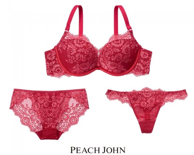 画像: LOVE & PEACHブラ 3,280円(+税) カラー:レッド、ピーチ、ブラック(全3色) サイズ:A-E / 65, 70, 75 パンティ 1,480円(+税)ソング 1,480円(+税)