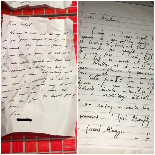 画像: ファンが投稿したケンダル宛てのラブレターの文字とハリーの手書き文字の比較画像。©capricornmmith/Twitter twitter.com