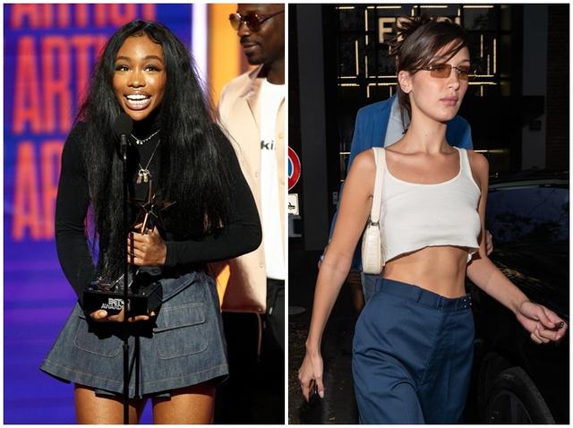 画像: ミレニアル世代が着こなす90sファッション。左:シンガーのSZA(シザ)、右:モデルのベラ・ハディッド
