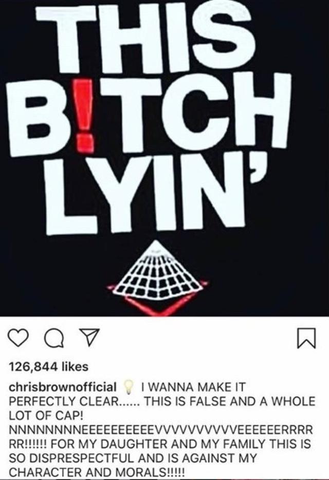 画像: 現在はこの投稿は削除されている。 ©Chris Brown/ Instagram