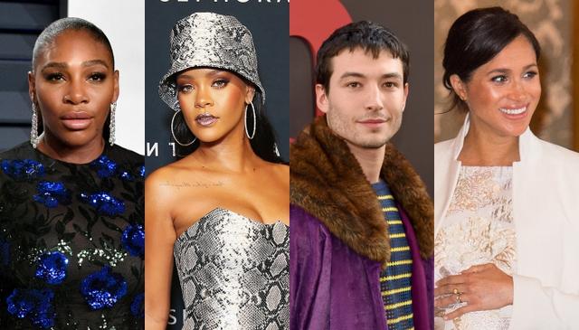 画像: 左から:セリーナ・ウィリアムズ、リアーナ、エズラ・ミラー、メーガン妃