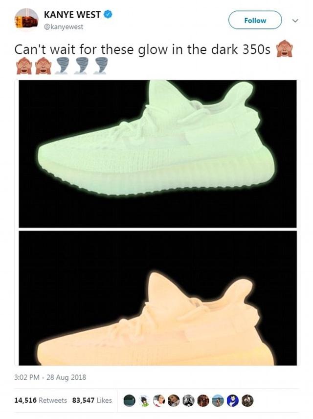 画像: 新Yeezy Boostの写真がリーク!今回のスニーカーはなんと暗闇で光る