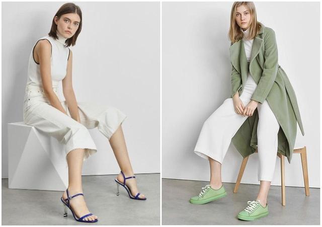 画像: アンクルストラップ ヒールサンダル / Ankle Strap Heeled Sandals (Blue)/ ¥6,500(税抜) / トータルフュー キャンバススニーカーズ / Total Hue Canvas Sneakers (Sage Green)¥6,500(税抜)