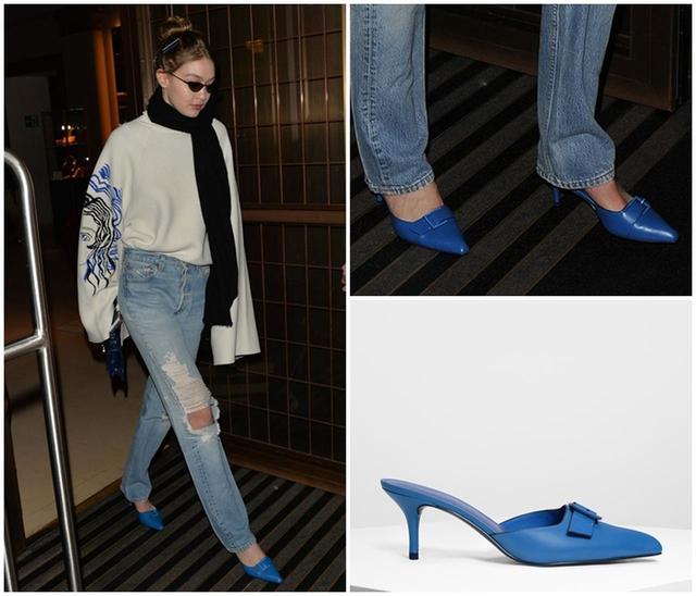 画像1: バックルディテール スリッポン / Buckle Detail Slip-on Heels (Blue)¥5,500(税抜)