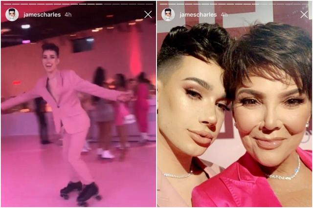 画像: 左:ローラースケートを楽しむジェームス。右:カイリーの母クリス・ジェンナーとツーショット撮影。©James Charles / Instagram