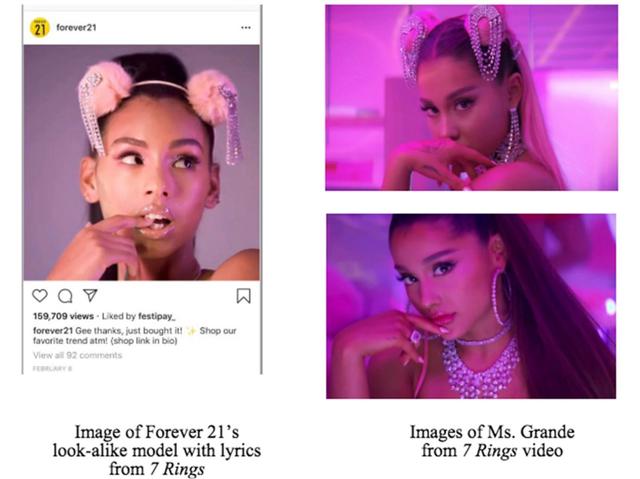 画像: アリアナ側はフォーエバー21が意図的にアリアナによく似たモデルを起用したとも指摘している。©Forever21/ Instagram