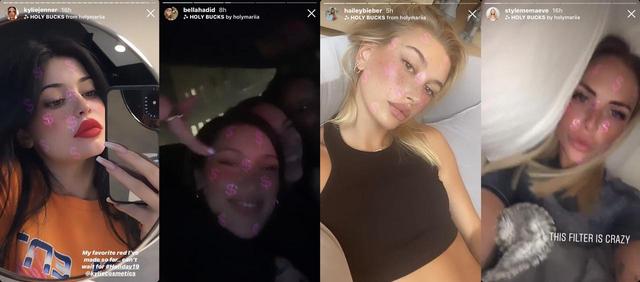 画像: 左からカイリー・ジェンナー、ベラ・ハディッド、ヘイリー・ビーバー、メイヴ・ライリー