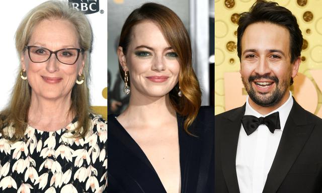 画像: 左から:メリル・ストリープ、エマ・ストーン、リン・エマニュエル・ミランダ。