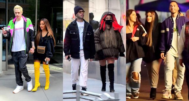 画像: 左から:ピートと交際中のアリアナ、リッキーとニューヨークの街を散歩するアリアナ、2月に友人たちとマイキーと一緒にディズニーランドに出かけたアリアナ。