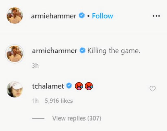 画像: ©Armie Hammer/ Instagram