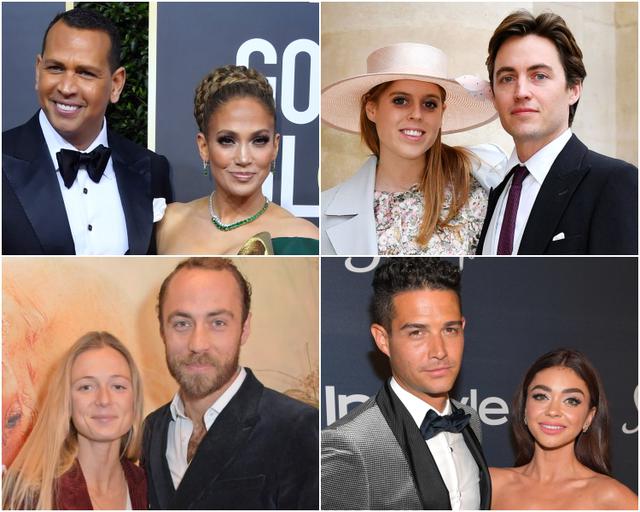 画像: 左上から時計回りに:アレックス・ロドリゲス&ジェニファー・ロペス、ベアトリス王女&エドアルド・マペッリ・モッツィ、ジェ―ムズ・ミドルトン&アリジ―・テヴェネット、サラ・ハイランド&ウェルズ・アダムス。