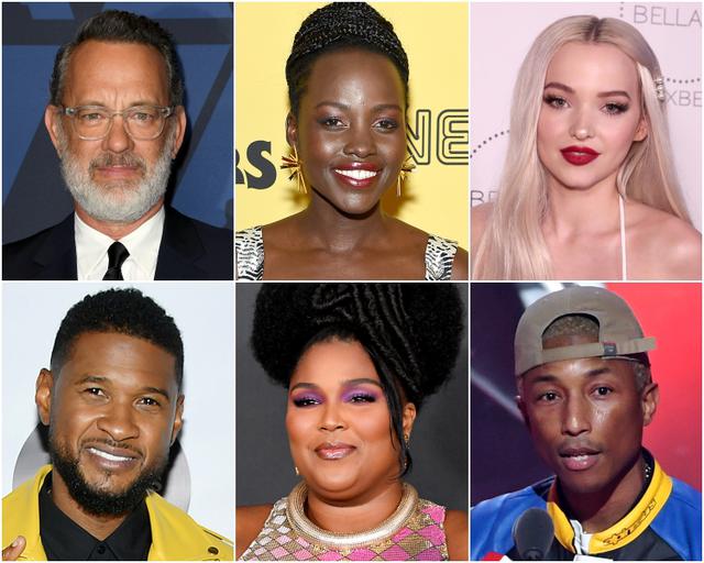 画像: 上段左から:トム・ハンクス、ルピタ・ニョンゴ、ダヴ・キャメロン、下段左から:アッシャー、リゾ、ファレル