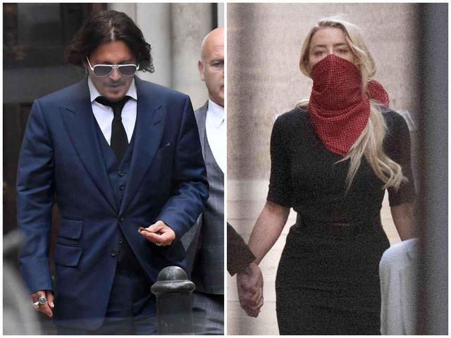 画像: 英高等法院に到着したジョニー・デップ(左)とアンバー・ハード(右)。