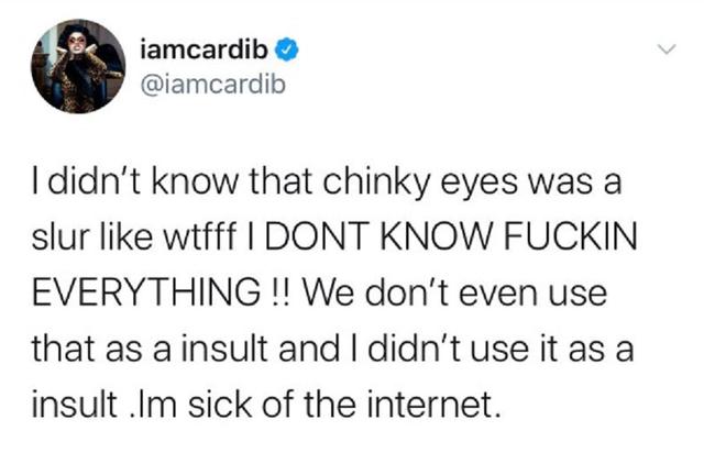 画像: ※カーディの反論ツイート。現在は削除済み。©Cardi B / Twitter