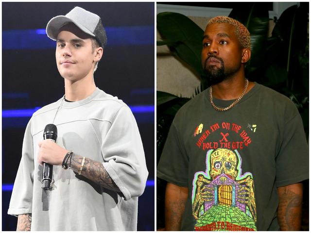 画像: ジャスティン・ビーバー(左)とカニエ・ウェスト(右)。