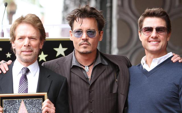 画像: 左からジェリー・ブラッカイマー、ジョニー・デップ、トム・クルーズ。