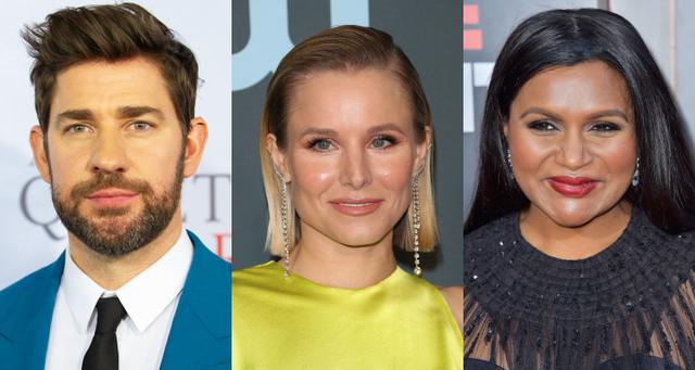 画像: 左から:ジョン・クラシンスキー、クリスティン・ベル、ミンディ・カリング