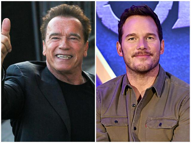 画像: 義理の親子関係にあるアーノルド・シュワルツェネッガー(左)とクリス・プラット(右)。