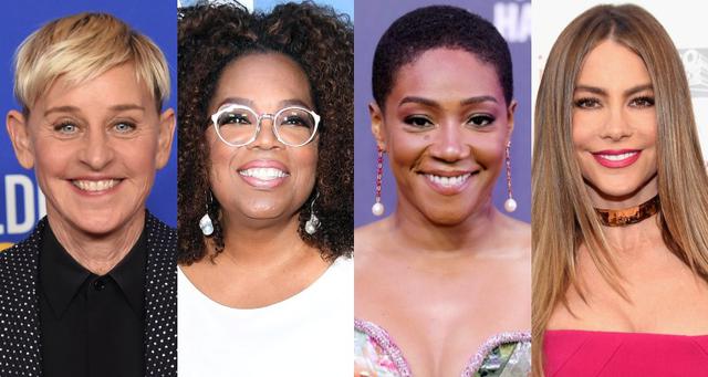 画像: 左から:エレン・デジェネレス、オプラ・ウィンフリー、ティファニー・ハディッド、ソフィア・ベルガラ
