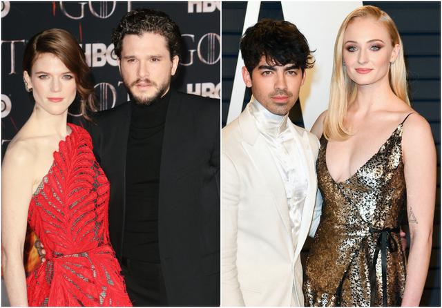 画像: 左:ローズ・レスリー&キット・ハリントン、右:ジョー・ジョナス&ソフィー・ターナー