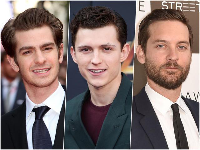 画像: 左から:アンドリュー・ガーフィールド、トム・ホランド、トビー・マグワイア