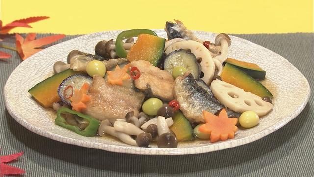 画像2: 秋の食材をふんだんに使った「サンマと野菜の揚げびたし」
味の決め手は“うどんスープ”!?