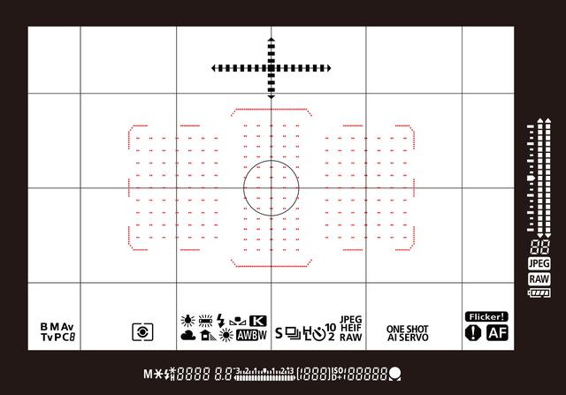 画像: キヤノン EOS-1D X Mark III 光学ファインダー表示