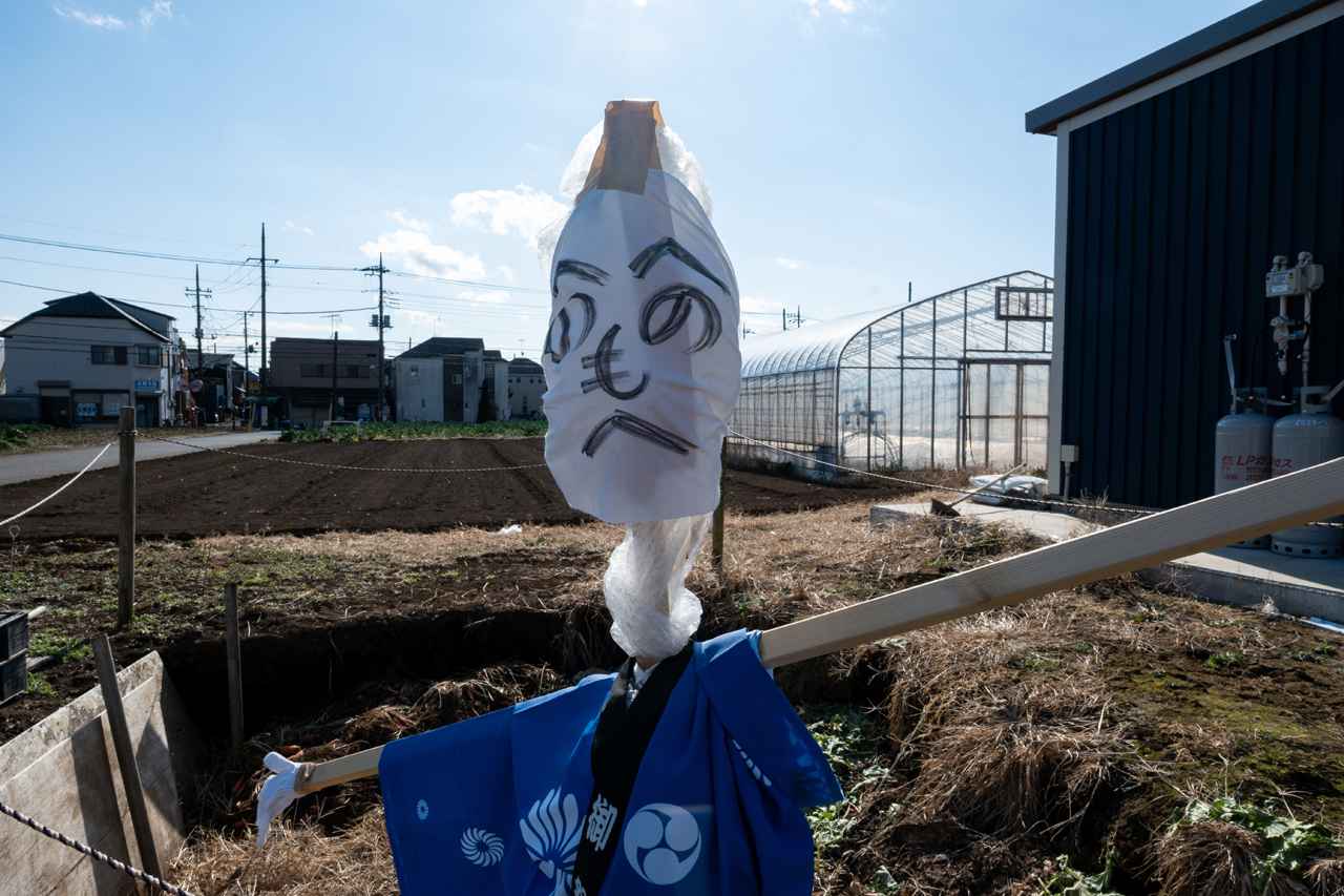 画像: けっこうな逆光条件ですが、案山子の顔もそれなりの描写をしています。逆光での性能低下は小さいですね。カメラとレンズが協力して広い階調再現をもたらしています。 ■プログラムAE（F13　1/640秒）　プラス0.3露出補正　ISO400　※16mm時