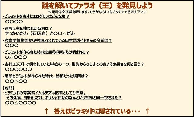 画像: 事前にお送りした謎解き「ファラオからの挑戦状」