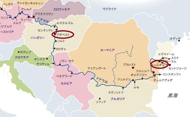 画像: ドナウ川中下流域 実際のクルーズ船では黒海河口近くのトゥルチャまで、ドナウデルタへは小さなボートに乗り換えて観光を楽しみます。 ⒸICM International Cruise Marketing Ltd