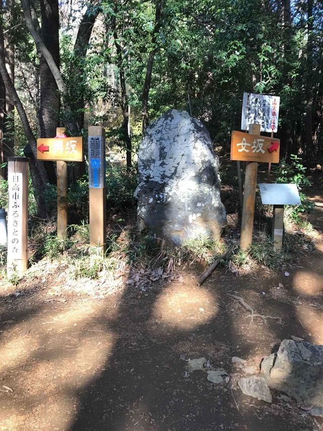 画像: 「男坂」・「女坂」の分かれ道。我々はこれから「男坂」へ向かいます。