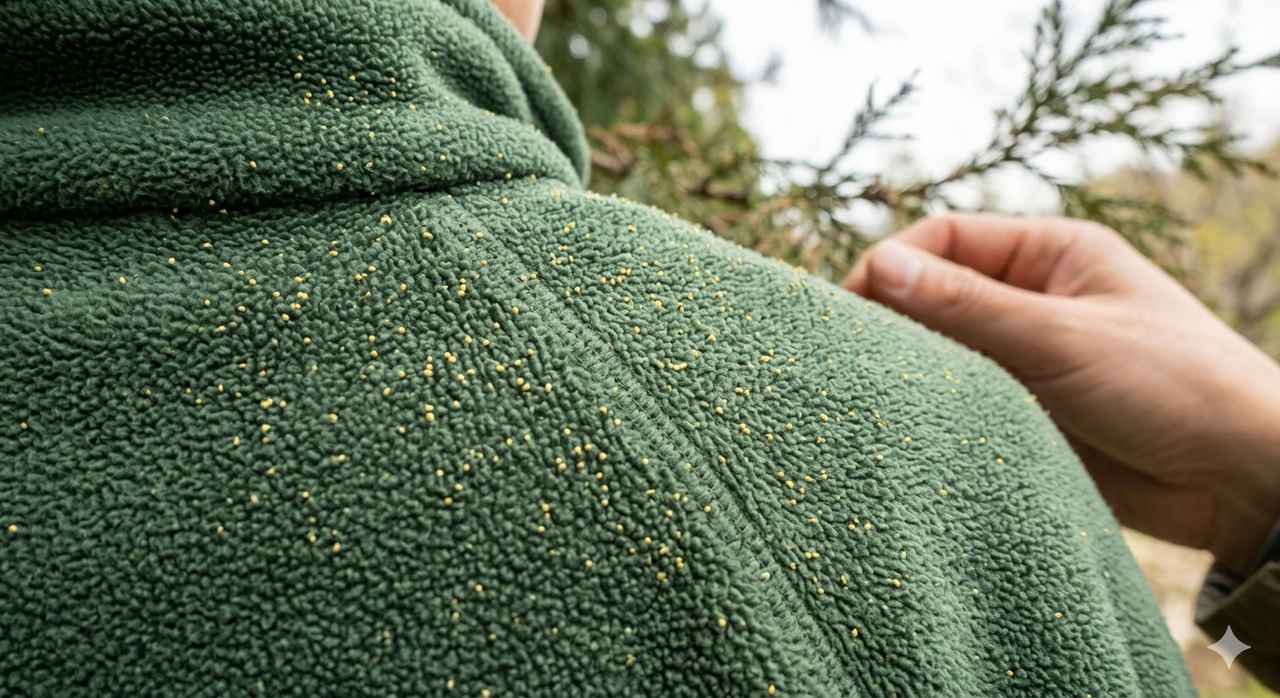 画像: フリース素材には花粉がつきやすい…！