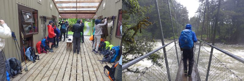 画像: 左)雨具を着て冒険あるきへ、右)普段とは違う自然の力強さに圧倒される。