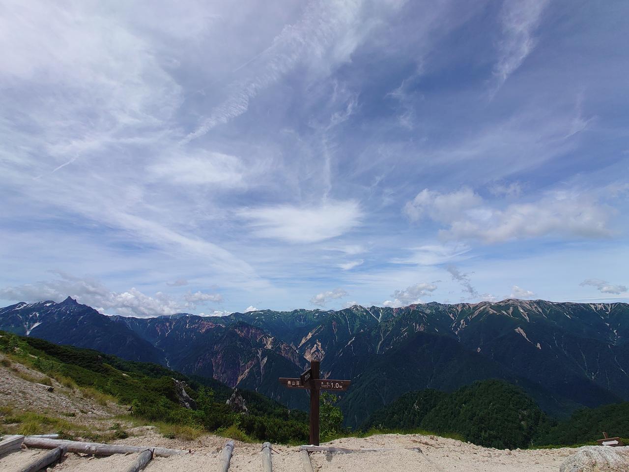 画像: 北アルプスのパノラマ（左には槍ヶ岳も見えます）