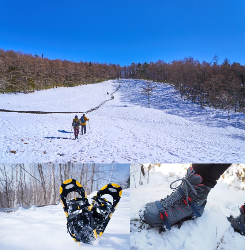 画像: 冬山経験豊富なプロの登山ガイドがご案内！スノーシューの履き方・歩き方をガイドが丁寧にお教えします！ 15名様以上でガイド2名同行しますので手厚くサポートします！夏山登山の装備でOK!! ※防寒対策としてニット帽や手袋、フリースなどはご持参ください！