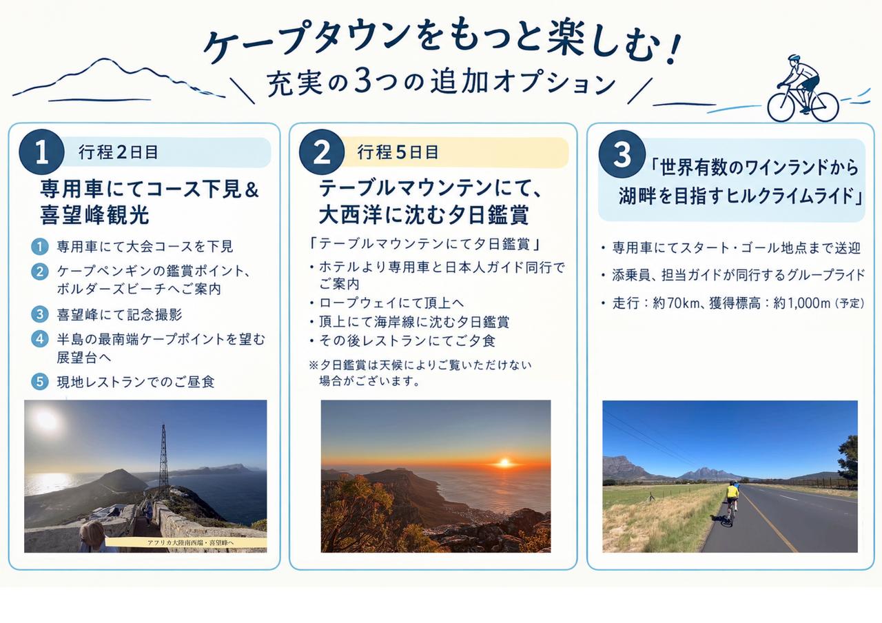 画像: ツアーではケープタウンを満喫する3つのオプションをご用意！