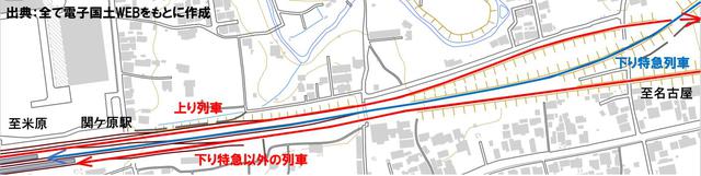 画像: 関ヶ原駅の線路使用状況。