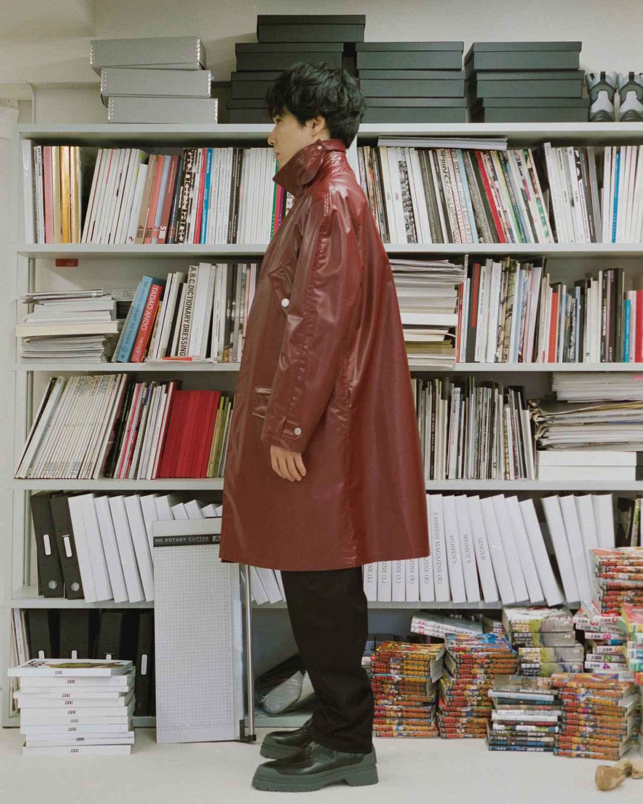 ISSEY MIYAKE ステンカラーコート ワインレッド ディスカバード ウール