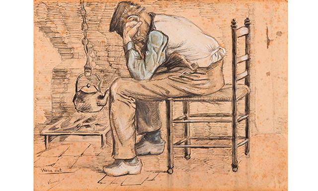 画像: フィンセント・ファン・ゴッホ《疲れ果てて》1881年9-10月 鉛筆・ペン・インク・筆・不透明水彩、簀の目紙 23.4×31.2cm P. & N. デ・ブール財団 © P. & N. DE BOER FOUNDATION