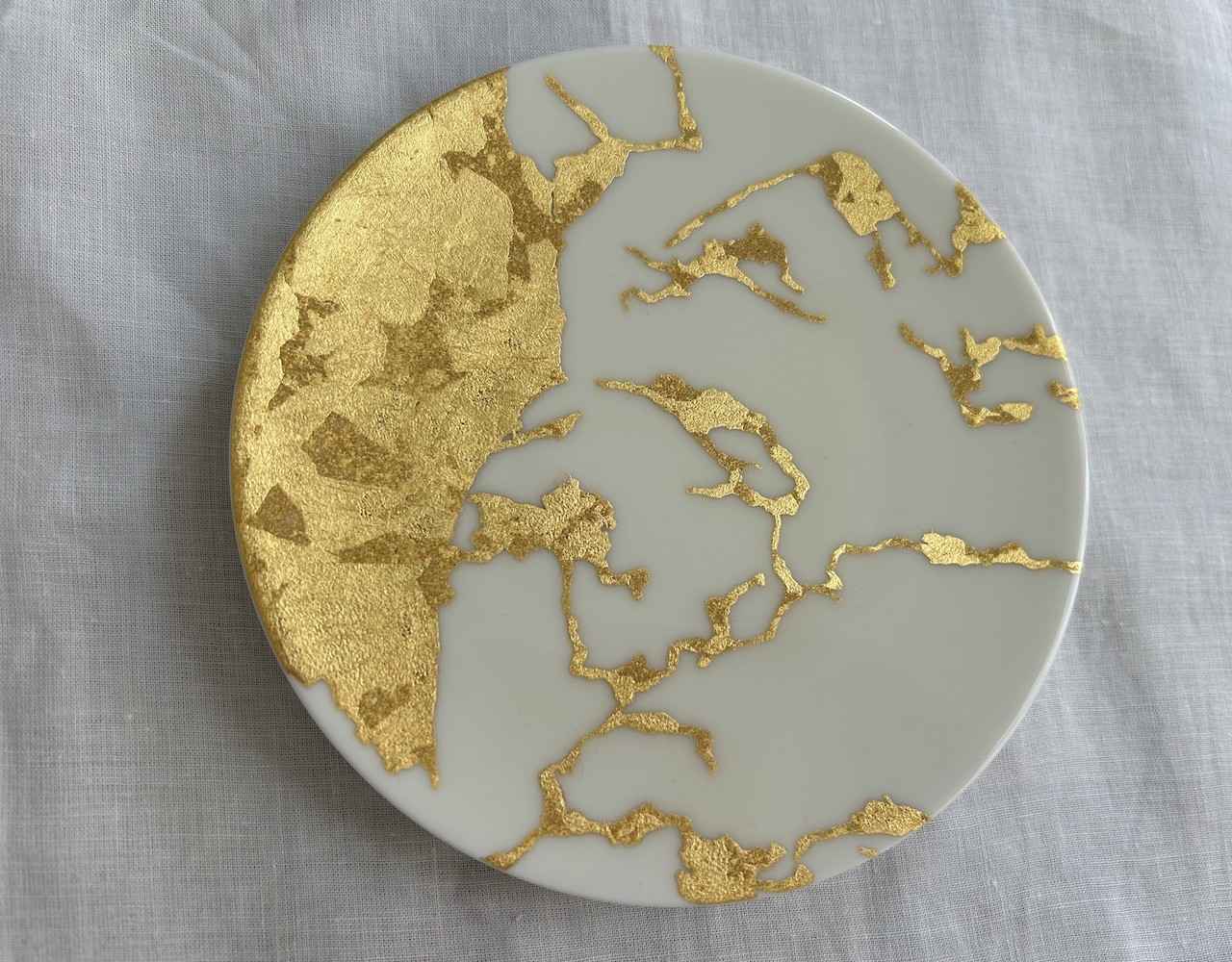 箔一　hakuichi 月華　白金　金箔　ガラス　盛り皿　プレート　プラチナ　皿 箔一 hakuichi 月華 白金 金箔 ガラス 盛り皿 プレート プラチナ