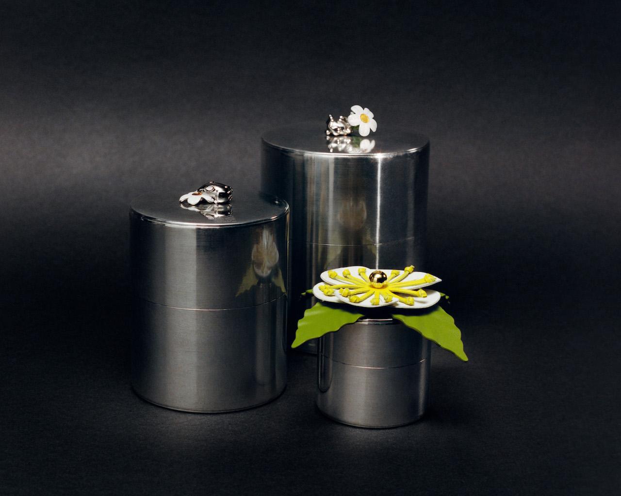 京都 開化堂＆アーツアンドサイエンス　茶筒 新品・未使用 茶筒に西陣織 ミラノデザインウィークで 新たに芽吹いた日本伝統