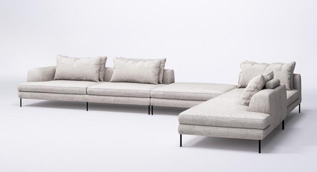 画像: 「ヴェラール」（両肘ソファ2人掛）＜W198×D99×H83cm（SH41cm）＞￥885,500 〜／リッツウェル ※写真は、片肘ソファ3人掛、オットマン、肘無シェーズロング、バックレストソファを組み合わせた例（参考価格￥2,835,800～） COURTESY OF RITZWELL