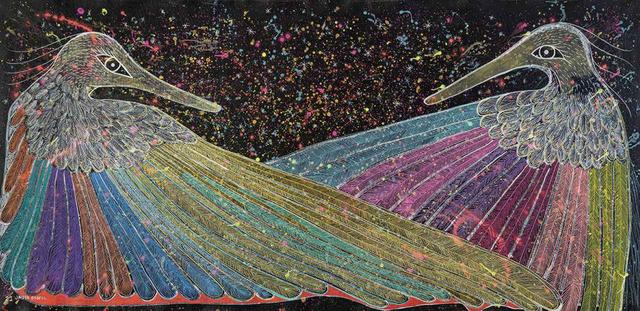 画像: アマゾンの先住民マクシ族出身で、教育者、活動家のジャイデル・エスベルによるマクシ族の神の姿を描いたアクリル画《Makunaimî cria o espelho universal》。 © FILIPE BERNDT, © JAIDER ESBELL ESTATE