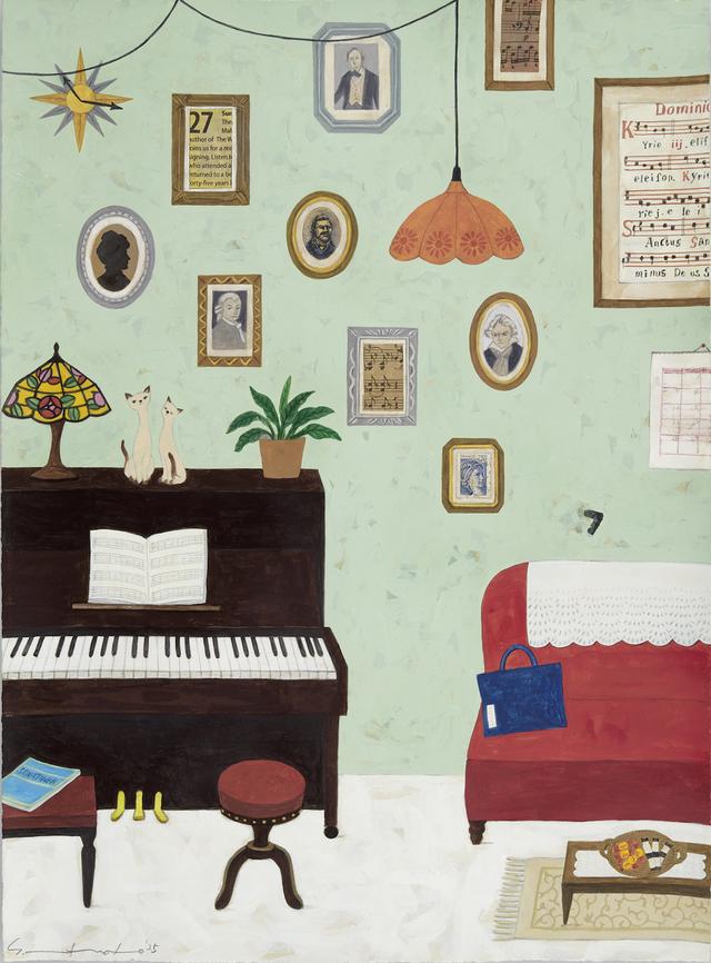 画像: 《土曜の午後のソナチネ》」(2025)　©マツモトヨーコ　アクリル、アクリルガッシュ／水彩紙